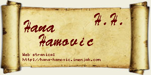 Hana Hamović vizit kartica